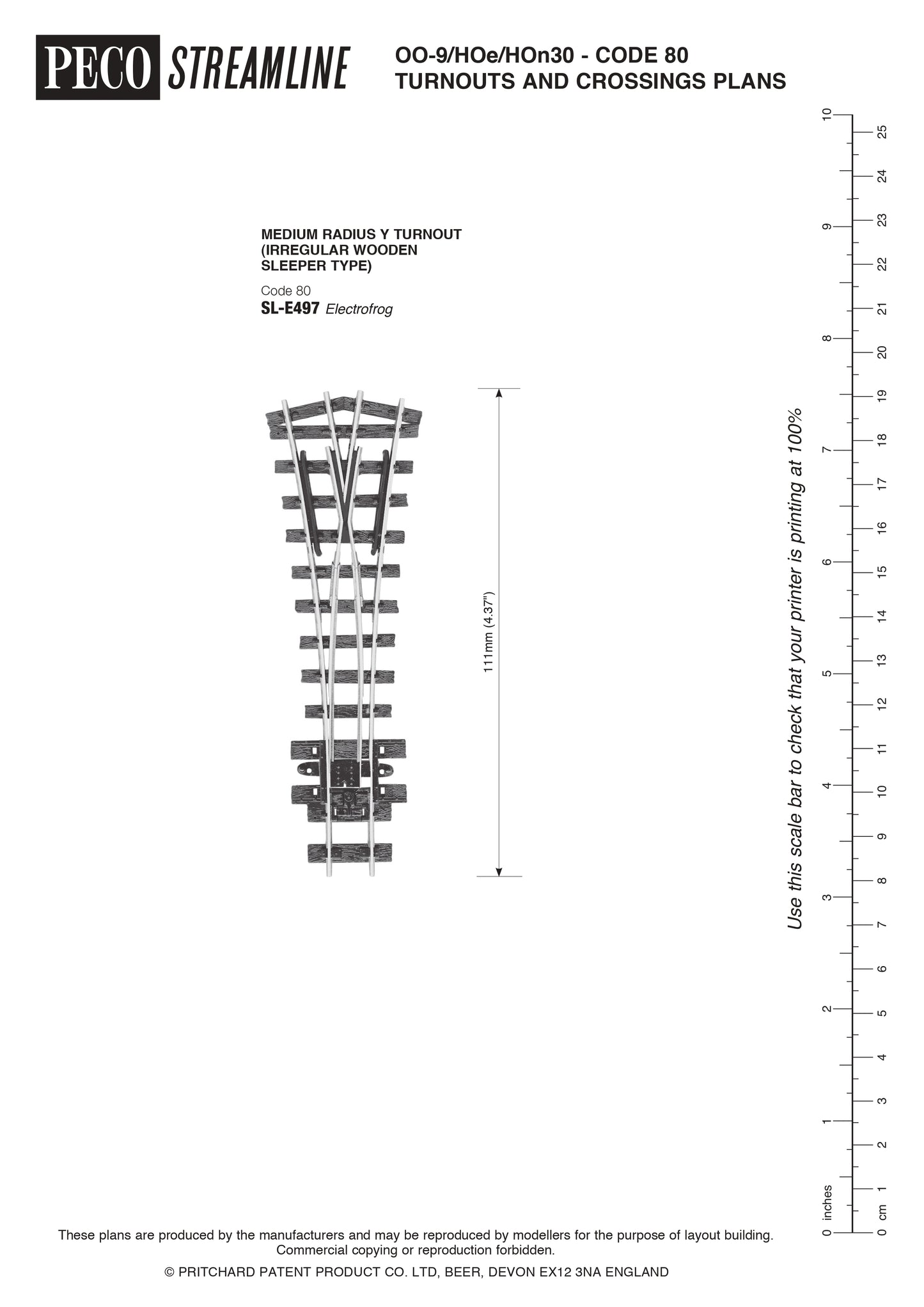 PECO SL-E497 Y Turnout, Medium Radius