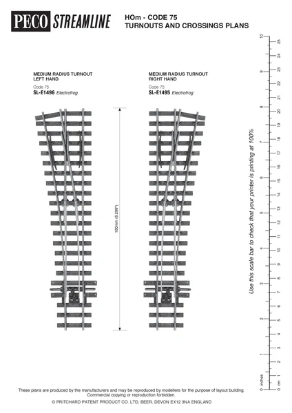 PECO SL-E1496 Turnout, Medium Radius, Left Hand