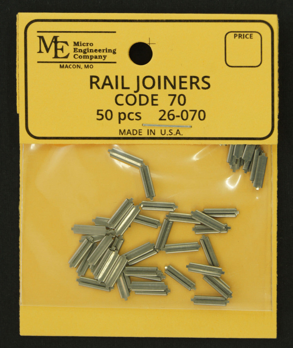 MEC 26-070 HOn3 Code 70 slide-on conductive metal rail joiners